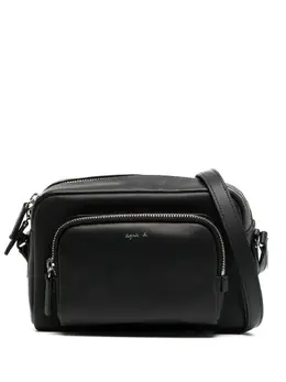 Agnès b. engraved-logo leather crossbody bag 19117656