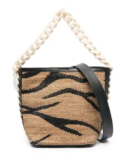 Stella McCartney tiger jacquard raffia bucket bag 19346316