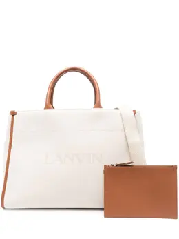 Lanvin logo-print leather tote bag 19527280