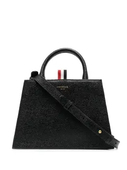 Thom Browne logo print grained leather tote bag 18588395