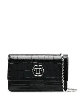 Philipp Plein Superheroin crocodile-embossed clutch bag 18867119