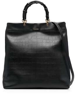 Jil Sander bamboo-handle embossed tote bag 19645421