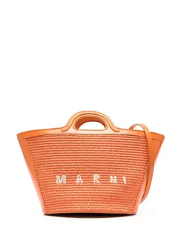 Marni logo-embroidery raffia tote 19787494