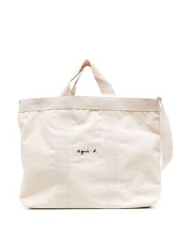Agnès b. logo-print canvas tote bag 19759593