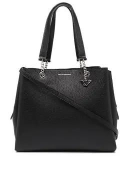 Emporio Armani pebbled-effect logo-plaque tote bag 15853090