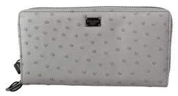 Dolce & Gabbana White Ostrich Leather Continental Mens Clutch Wallet vas9702