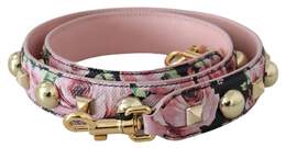 Dolce & Gabbana Pink Floral Gold Studs Bag Accessory Shoulder Strap bel8198