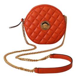 Versace Red Nappa Leather Medusa Round Crossbody Bag 8054712727726