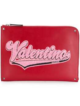 Valentino Garavani Rockstud appliqué clutch 12572638