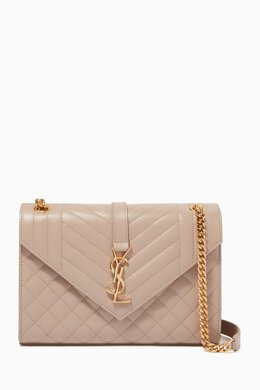 Saint Laurent Medium Envelope Shoulder Bag in Mix Matelassé Grain de Poudre Embossed Leather 214587260_179