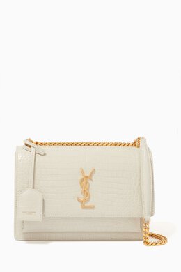Saint Laurent Medium Sunset Bag in Croc-embossed Shiny Leather 214587302_26