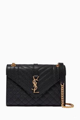 Saint Laurent Medium Envelope Shoulder Bag in Grainy Leather 213909796_13