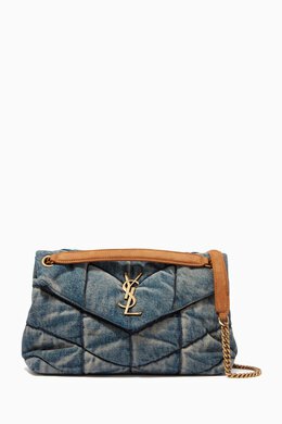 Saint Laurent Small Loulou Puffer Bag in Quilted Vintage Denim & Suede 214587264_14