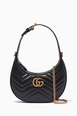 Gucci GG Marmont Half-Moon-Shaped Mini Bag in Leather 215416512_245