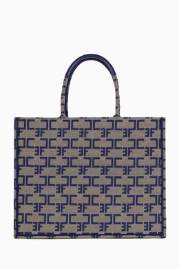 Elisabetta Franchi Large Monogram Tote Bag in Jacquard 216359836_14