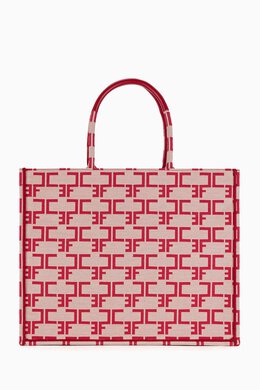 Elisabetta Franchi Large Monogram Tote Bag in Jacquard 216359836_25