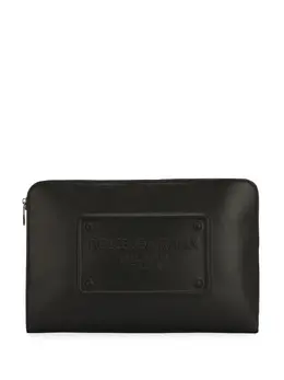 Dolce & Gabbana logo-debossed leather clutch bag 20045089